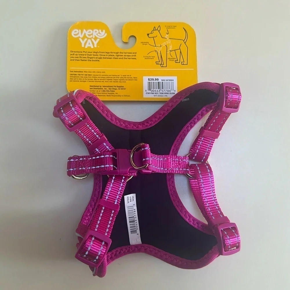 🆕 EVERYAY Pink Reflective Trim Dog Harness EMBRACE THE PACE SIZE XS / S